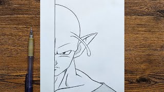 Easy anime half face drawing  How to draw Démon Piccolo step by step  easy dragon ball drawing [upl. by Chrotoem]