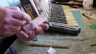 Accordion repairfixing a serious crack on treble keyboard section of a Frontalini 120 bass [upl. by Lleret]