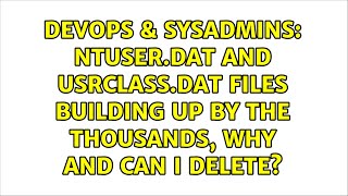 NTUSERDAT and UsrClassdat files building up by the thousands why and can I delete [upl. by Burner]
