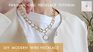 Modern Wire Necklace with Pearl Pendant Tutorial  How to Make Wire Jewelry [upl. by Allyce140]