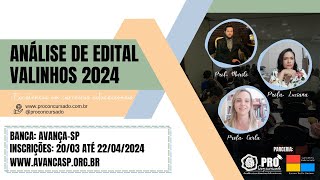 Análise de Edital  Concurso Público de Valinhos 2024  Cargos da Educação [upl. by Lusar]