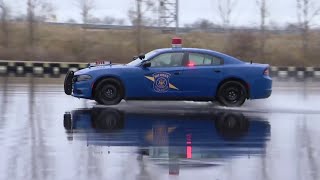 Michigan State Police display importance of safely driving on black ice [upl. by Mehcanem]