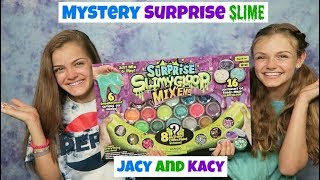 Mystery Surprise Slime Challenge  Jacy and Kacy [upl. by Nimad]