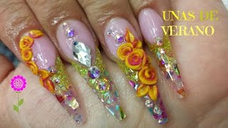 Uñas de verano con flores  luliz nails [upl. by Towers]