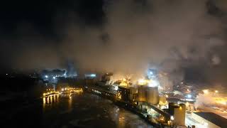 Drone over Nekoosa Mill at Night [upl. by Merrie983]