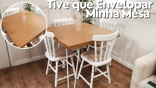 ENVELOPEI A MESA DE JANTAR  FICOU PERFEITA  DICAS DE COMO ENVELOPAR [upl. by Dalohcin]