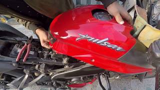 Pulsar 200NS Removing Tank And Changing Air Filter  Performance Upgrade [upl. by Standford]