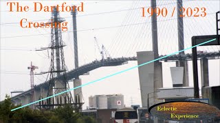 Dartford Crossing River Thames 1990 and 2023 Queen Elizabeth II Bridge under construction [upl. by Anierdna]