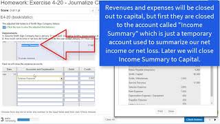 Exercise 420 Journalizing Closing Entries from Adjusted Trial Balance Worksheet [upl. by Aloek]