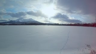 Window View Winter Train Japan JR Hokkaido Railway  from Sapporo to Hakodate [upl. by Geier]