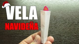 Como hacer una VELA NAVIDEÑA Adornos para el arbolito  Origamis de papel Muy fácil [upl. by Dolphin]