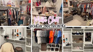 CLOSET DECLUTTER AND ORGANIZE  MASTER CLOSET DECORATE WITH ME  CLOSET MAKEOVER [upl. by Asined663]