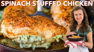 Cheesy Spinach Stuffed Chicken Breasts [upl. by Argyres989]