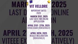 VIT Vellore 2025 Admissions  Application Process Eligibility Important Dates [upl. by Hermann779]