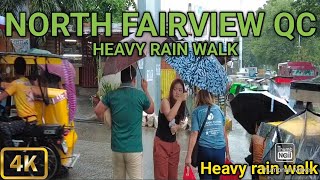 Walking in Heavy Rain at North Fairview Quezon City Philippines4KWet Walking Philippines [upl. by Denice]