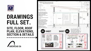 21x17m ArchiCAD House planning drawings Full Set  ArchiCAD 26 New Features [upl. by Rudich57]