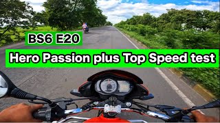 Top Speed Test New Hero Passion Plus BS6 E20 100cc bike top speed check [upl. by Ettezzil]