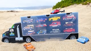 Playing with the truck and cars in the sand [upl. by Nylasoj358]