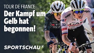 Tour de France 2 Etappe Highlights Pogacar und Vingegaard duellieren sich hart  Sportschau [upl. by Carrel]