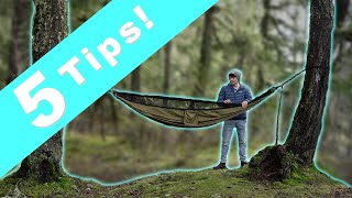 HAMMOCK CAMPING  5 Tips to set up faster and sleep better [upl. by Kilk]