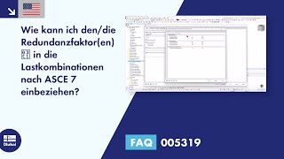 EN FAQ 005319  Wie kann ich dendie Redundanzfaktoren ρ in die Lastkombinationen nach ASCE 7 [upl. by Sylvanus]