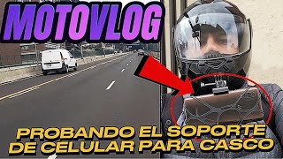 MOTOVLOG probando el SOPORTE para CELULAR en el CASCO  3 dólares en AliExpress [upl. by Lener]