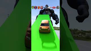 Giant King Kong vs Supercars Bugatti amp Koenigsegg Jump Challenge  BeamNGdrive [upl. by Elvis]