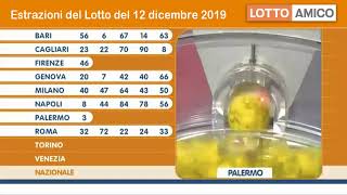 Estrazioni del lotto di oggi giovedì 12 dicembre 2019 12122019 [upl. by Llatsyrk]