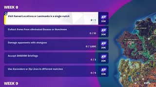 Visit Named locations or landmarks in a single match Fortnite [upl. by Ahsillek]