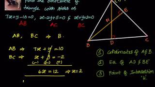 Coordinate Geometry Finding orthocenter of a triangle given equations of the sides [upl. by Marj190]