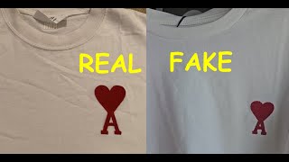 Real vs fake Ami de coeur t shirt How to spot fake Ami Paris shirts and sweaters [upl. by Ahar]