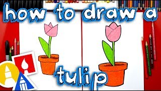 How To Draw A Tulip In A Pot  Plant A Flower Day [upl. by Anuaf]