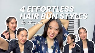 4 Effortless Hair Bun Style by Sheynan  sheynan vlog [upl. by Cavil367]