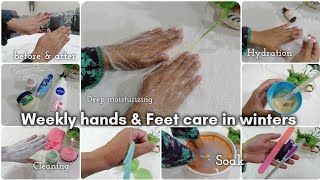 Hand and foot care in winters remove wrinkles from hands  hand and feet care at home✨ [upl. by Hamimej]