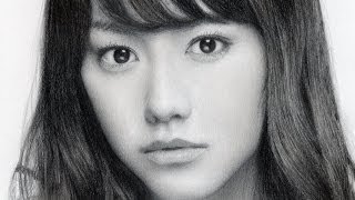 鉛筆画 桐谷美玲 完成までの一部始終 動画 早送り  Pencil drawing Mirei Kiritani Portrait How To Draw [upl. by Nebur]