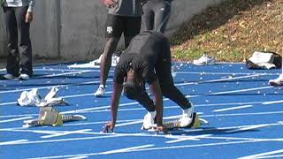 Carmelita Jeter block start Berlin 2009 training [upl. by Adlei]