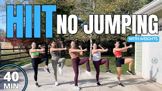 40 MIN No Jumping Full Body CARDIO HIIT  Low Impact Workout with Weights [upl. by Brit]