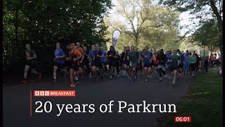 Park Run celebrates 20th anniversary UKGlobal 5Oct2024 [upl. by Westlund733]