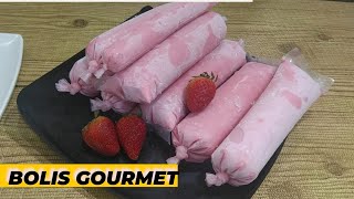 Bolis cremosos caseros de fresas  Te enseño como hacer bolis o helados para vender [upl. by Eadahc]