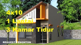 Desain Rumah Minimalis 4x10  1 Lantai  3 Kamar Tidur [upl. by Sivatnod836]