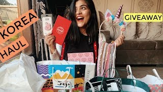 HUGE KOREA HAUL  GIVEAWAY  KRITIKA KHURANA [upl. by Oigimer]