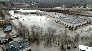 DRONE 3 Emergency evacuations along Yantic River due to partial dam break [upl. by Hgieliak]