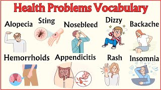 Lesson 49 Health problems Vocabulary Sickness Injuries Symptoms englishvocabulary [upl. by Granniah516]