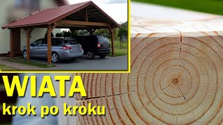 Wiata dwustanowiskowa – zadaszenie drewniane pokryte blachą trapezową carport [upl. by Ries]