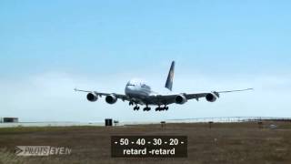 PilotsEYE tv A380 Landing KSFO San Francisco SUBTITLES English without commentary [upl. by Ettigirb]