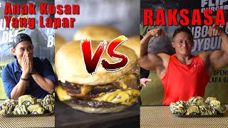 SENGIT Battle Makan FLIP BURGER Lawan BODYBUILDER [upl. by Nauqe]