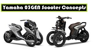 Yamaha 03GEN Scooter Concepts threewheeled scooter for the road and for dirt scrambling [upl. by Nosnirb]