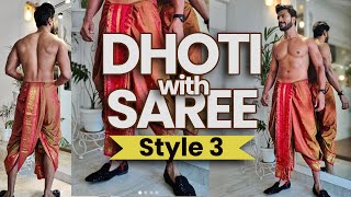 How to wear a dhoti with Saree Style 3 [upl. by Shamus]