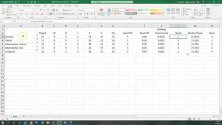 League Table Algorithm in Excel to rank teams on points goal diff goals scored amp alphabetically [upl. by Artimid]