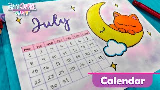 DIY  JULY Calendar  Bullet journal decoration organization ideas [upl. by Saleem]